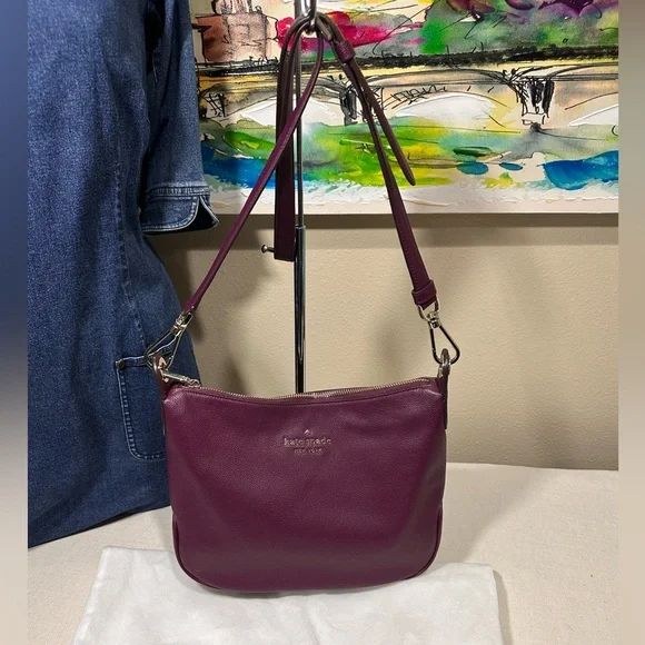kate spade Rosie Deep Plum Leather Crossbody with Gold Hardware - Picture 1 of 11